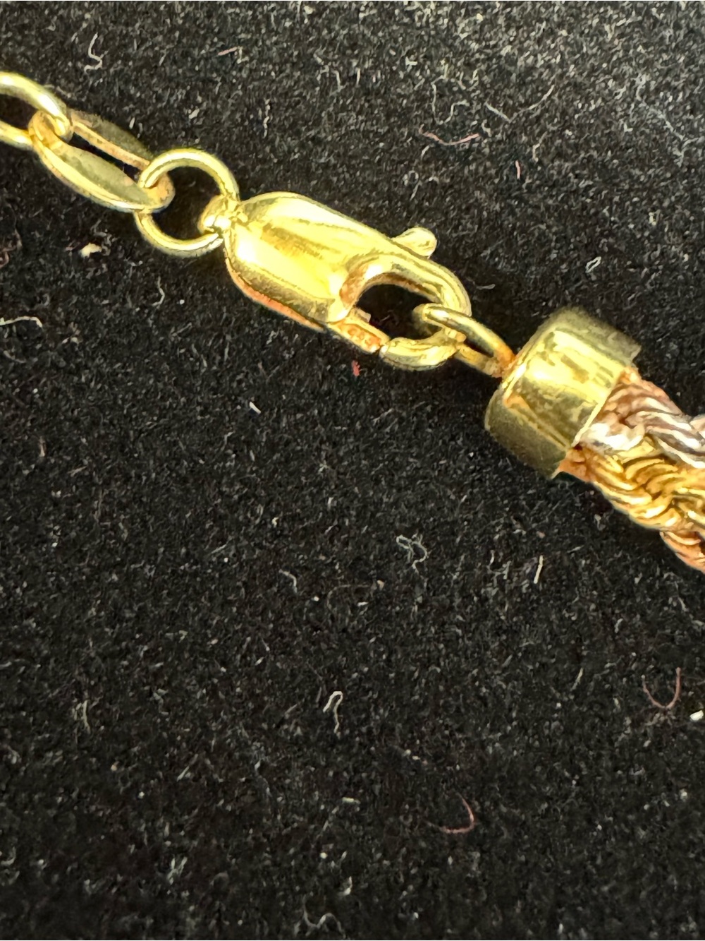 4mm Tri-Tone White, Yellow, and Rose Gold Twisted Rope Necklace - Picture 4 of 10